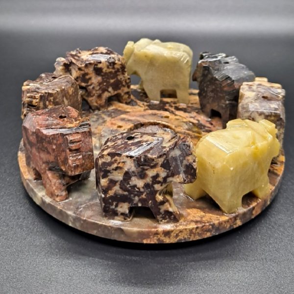 8 Elephant 4" SoapStone Ring Incense Burner