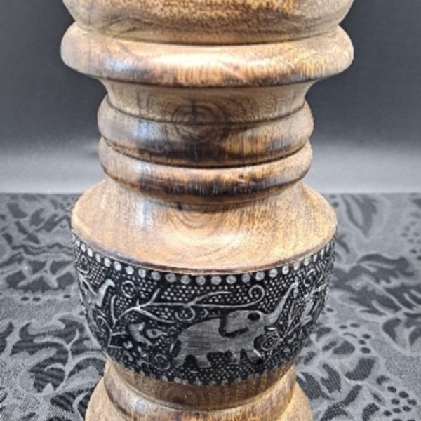 6" Wooden Elephant Design Charcoal & Cone Burner