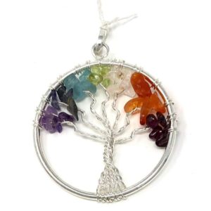 7 Chakra Tree Of Life Necklace (SILVER PLATED)