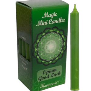 Harmonia Mini Chime Candle - Green Good Luck with Opium Essential Oil