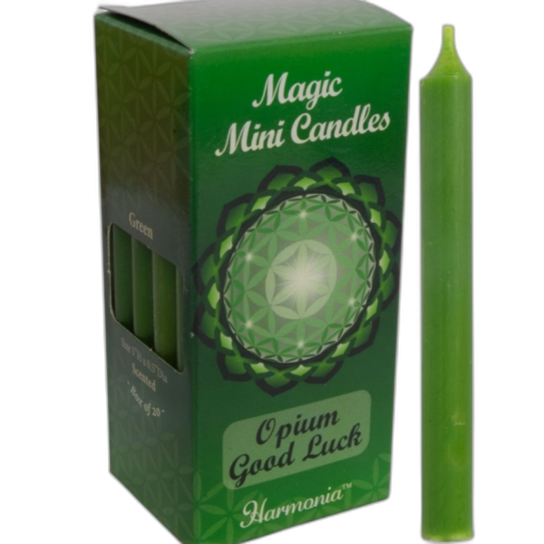 Harmonia Mini Chime Candle - Green Good Luck with Opium Essential Oil