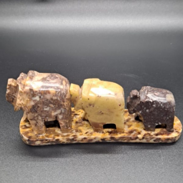3 Elephant Soap Stone Incense Burner
