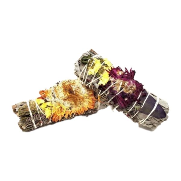 4" White Sage With Paper Flower (Bougainvilea Glabra)